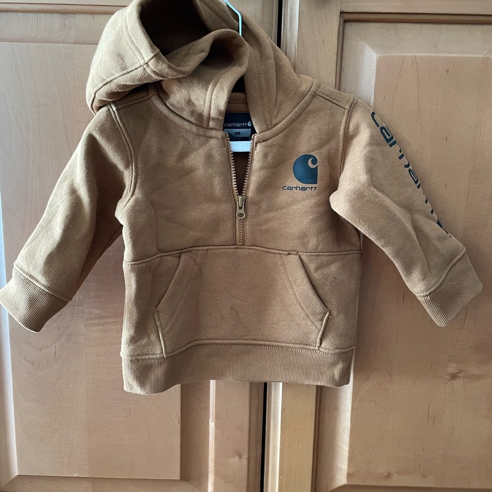 Carhartt Kids Brown Half-Zip Hoodie 3month brown and navy